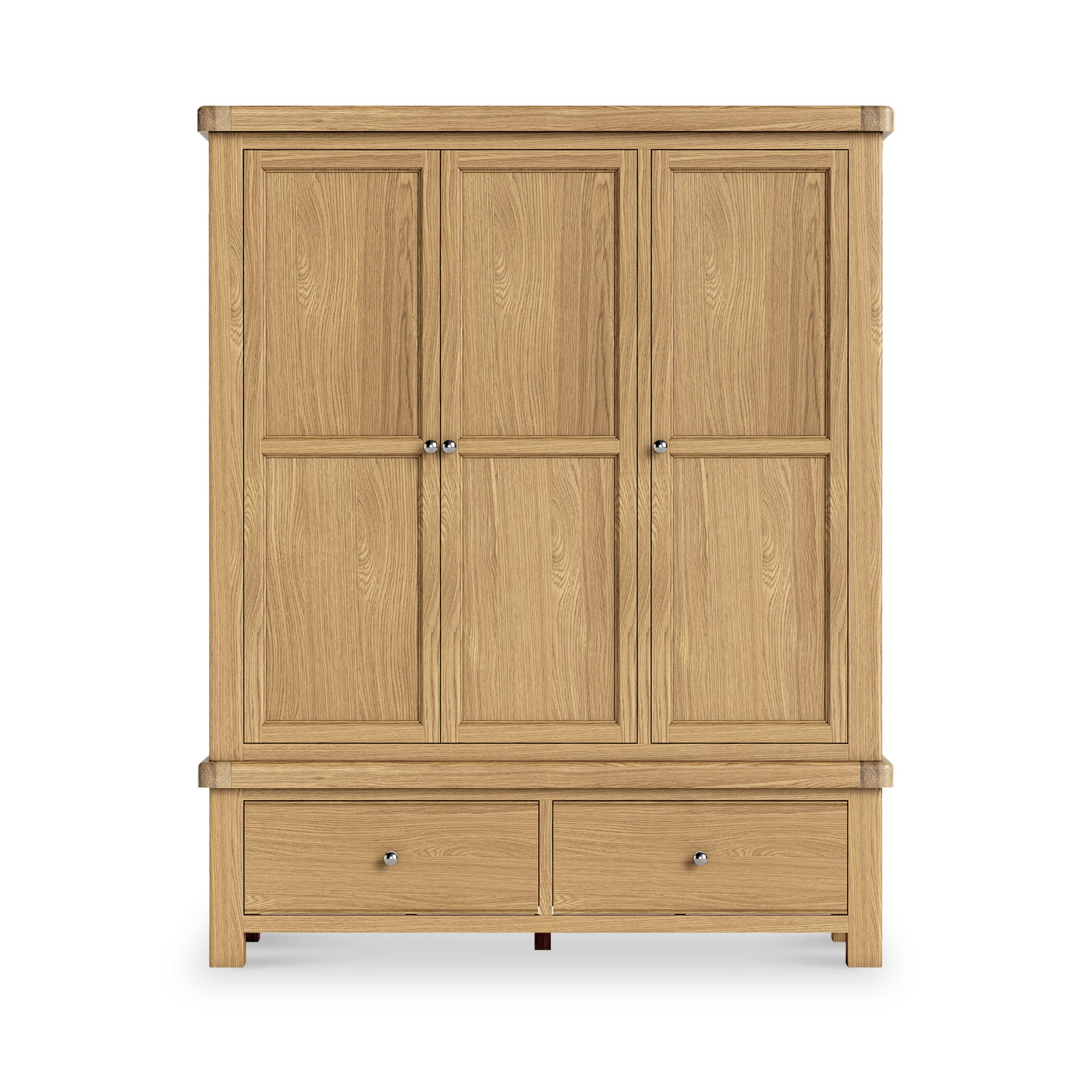 Portland Oak 2 Drawer Triple Wardrobe from Roseland Furniture