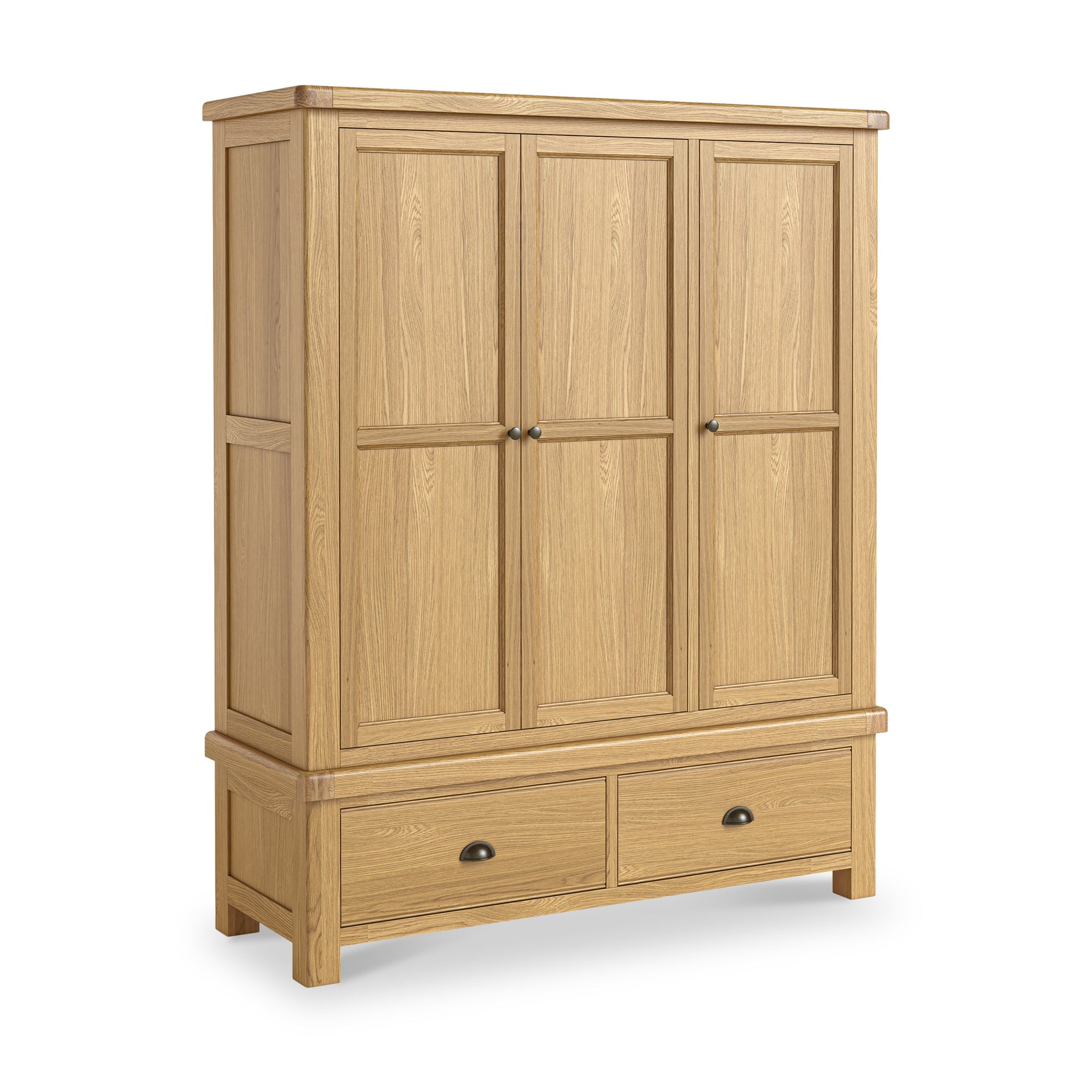 Portland Oak 2 Drawer Triple Wardrobe from Roseland Furniture