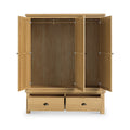 Portland Oak 2 Drawer Triple Wardrobe from Roseland Furniture
