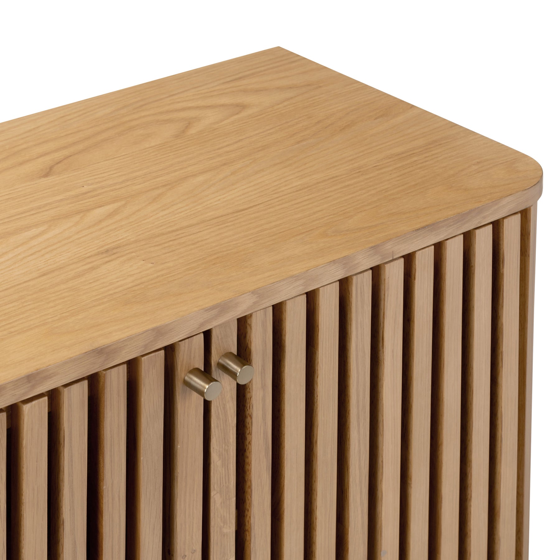 Shorwell Oak Slatted 2 Drawer 2 Door Cabinet