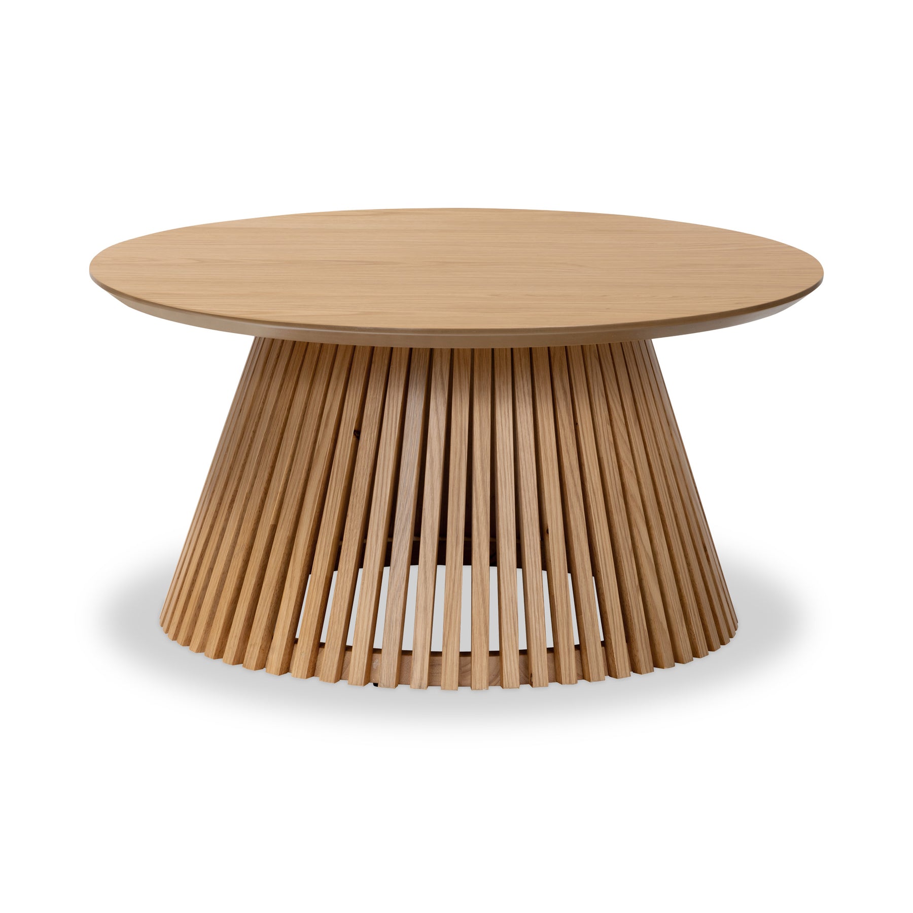 Shorwell Oak Slatted Round Coffee Table from Roseland Furniture