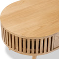 Shorwell Oak Slatted Oval 1 Drawer Coffee Table from Roseland Furniture