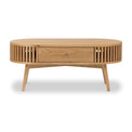 Shorwell Oak Slatted Oval 1 Drawer Coffee Table