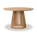 Shorwell Oak 120cm Slatted Round Dining Table from Roseland Furniture