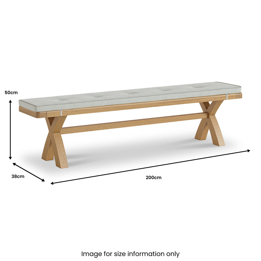 Portland Oak 200cm Cross Legged Dining Bench for 3 People | Roseland