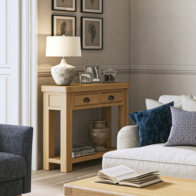 Portland Oak 2 Drawer Console Table