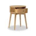 Shorwell Oak Slatted Round 1 Drawer Side Table