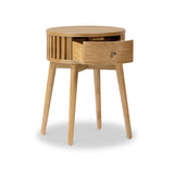 Shorwell Oak Slatted Round 1 Drawer Side Table