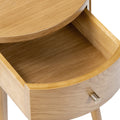 Shorwell Oak Slatted Round 1 Drawer Side Table