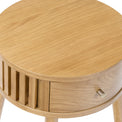 Shorwell Oak Slatted Round 1 Drawer Side Table