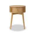 Shorwell Oak Slatted Round 1 Drawer Side Table