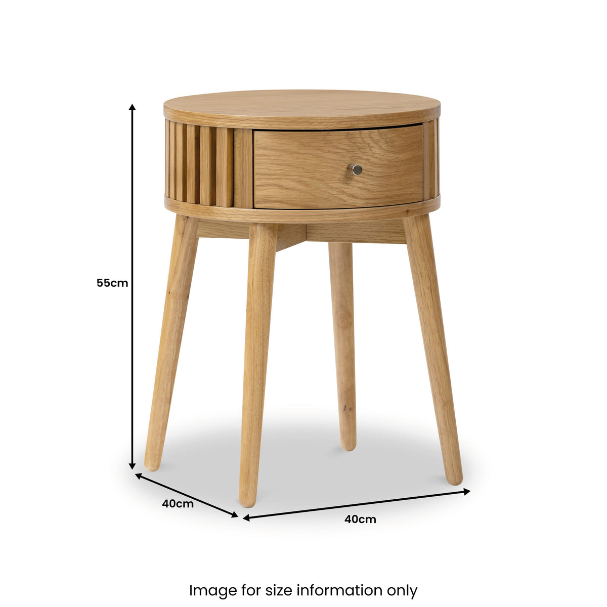 Shorwell Oak Slatted Round 1 Drawer Side Table