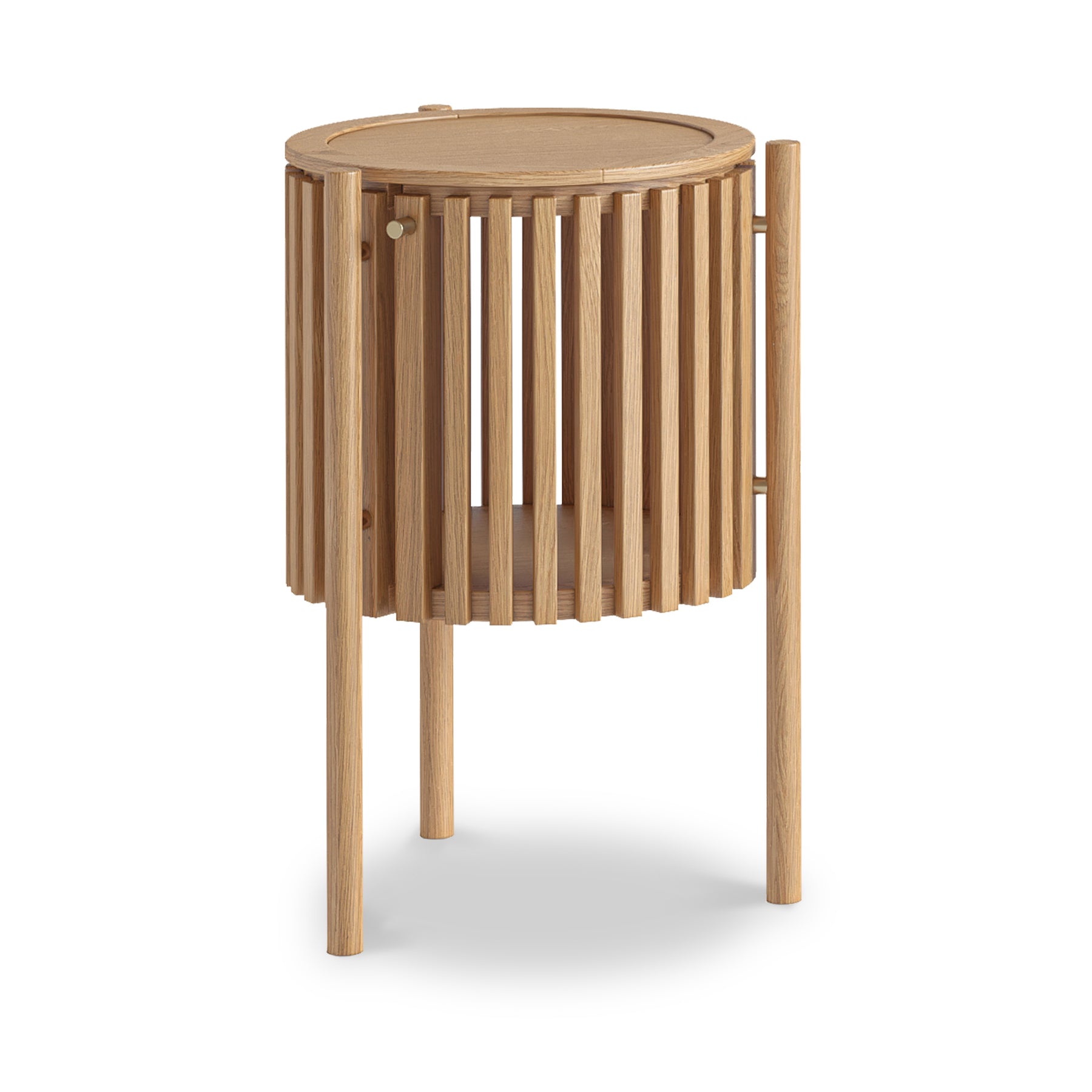 Shorwell Oak Slatted Story 1 Door Side Table from Roseland Furniture