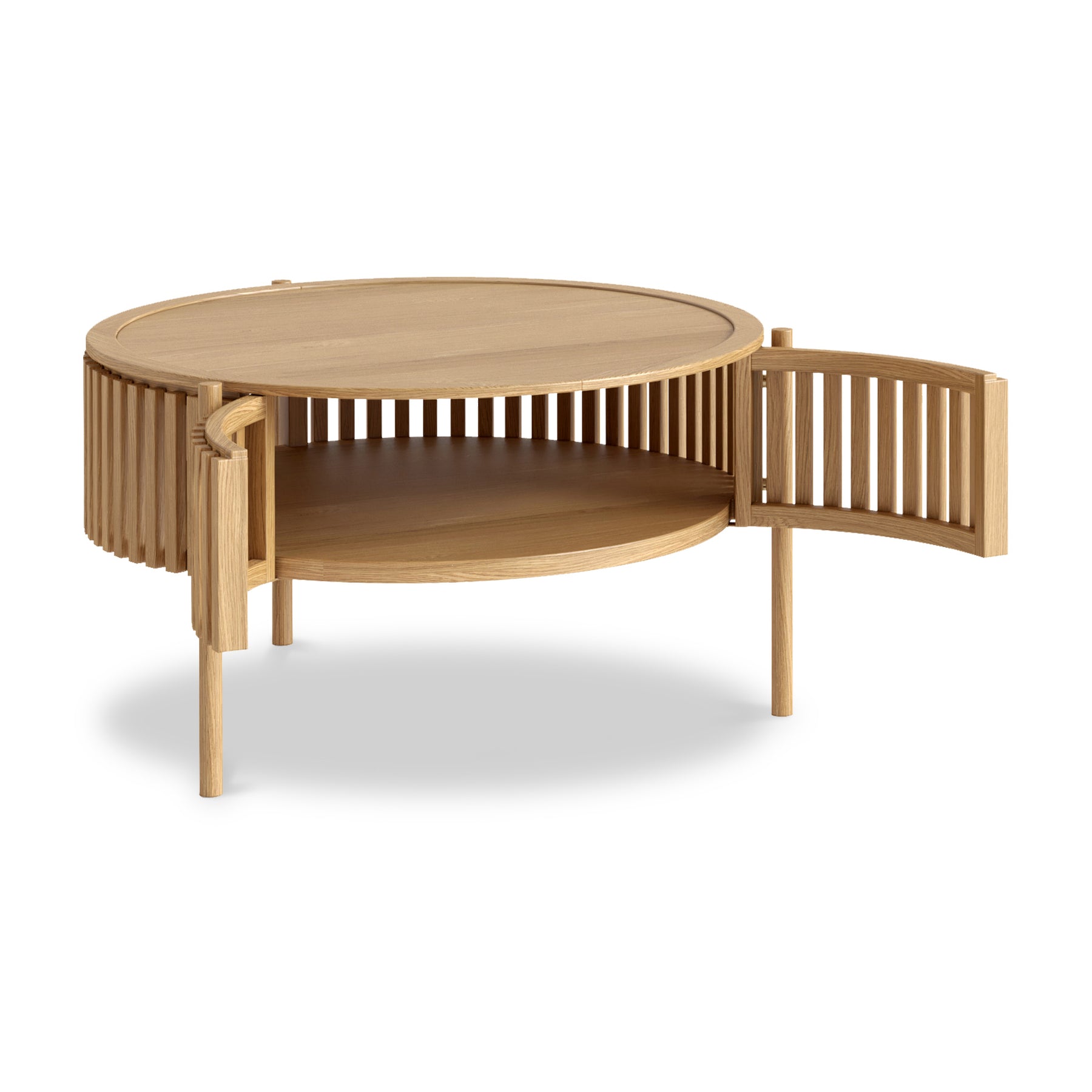 Shorwell Oak Slatted Story 2 Door Coffee Table from Roseland Furniture