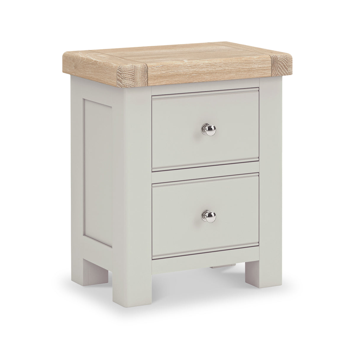 Penzance Stone Grey 2 Drawer Bedside Table from Roseland Furniture