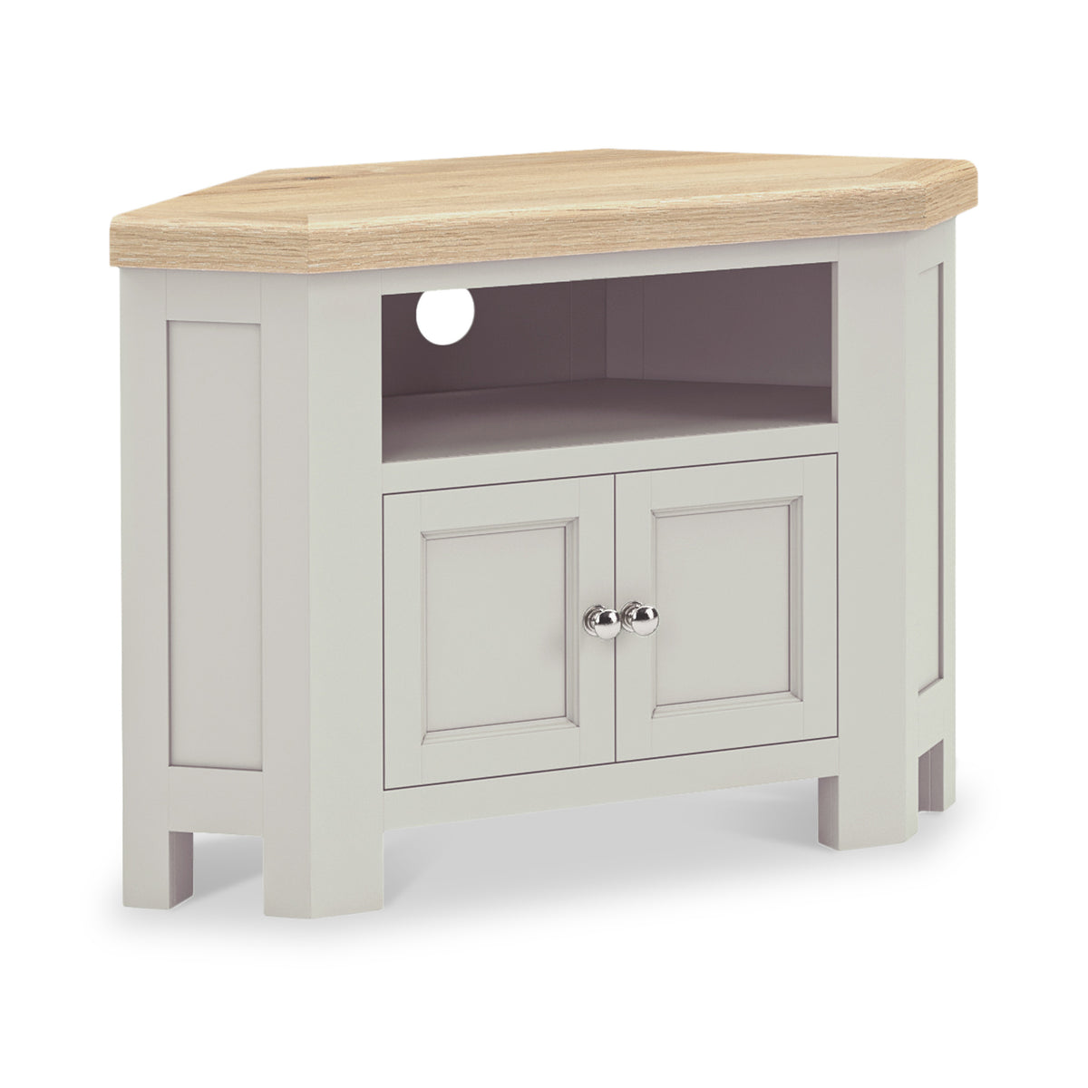 Penzance Stone Grey 2 Door Corner TV Unit from Roseland Furniture