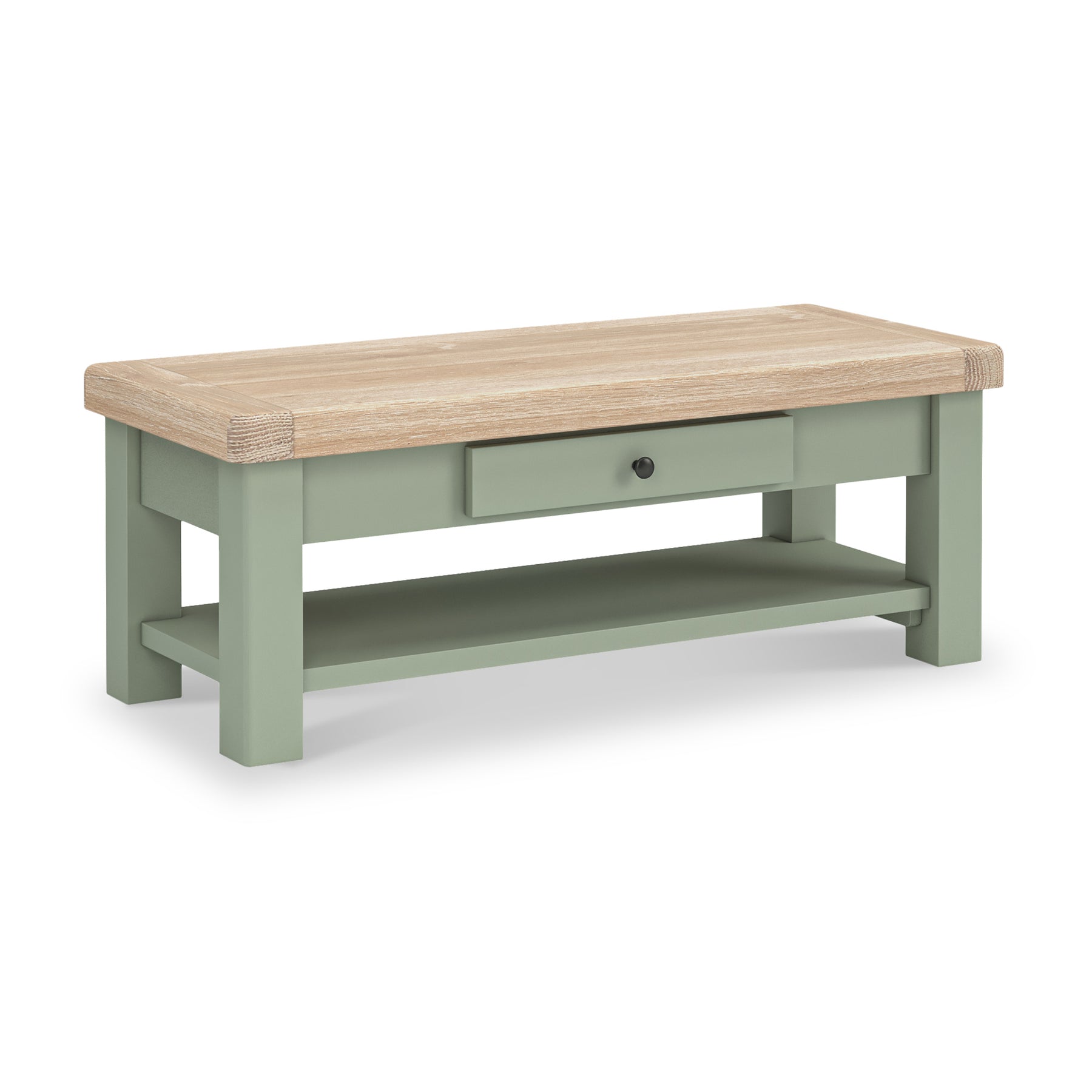 Penzance Sage Green Coffee Table with Drawer from Roseland Furniture