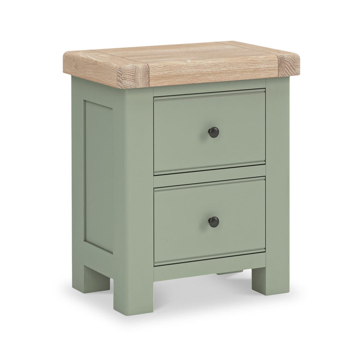 Penzance Sage Green 2 Drawer Bedside Table from Roseland Furniture