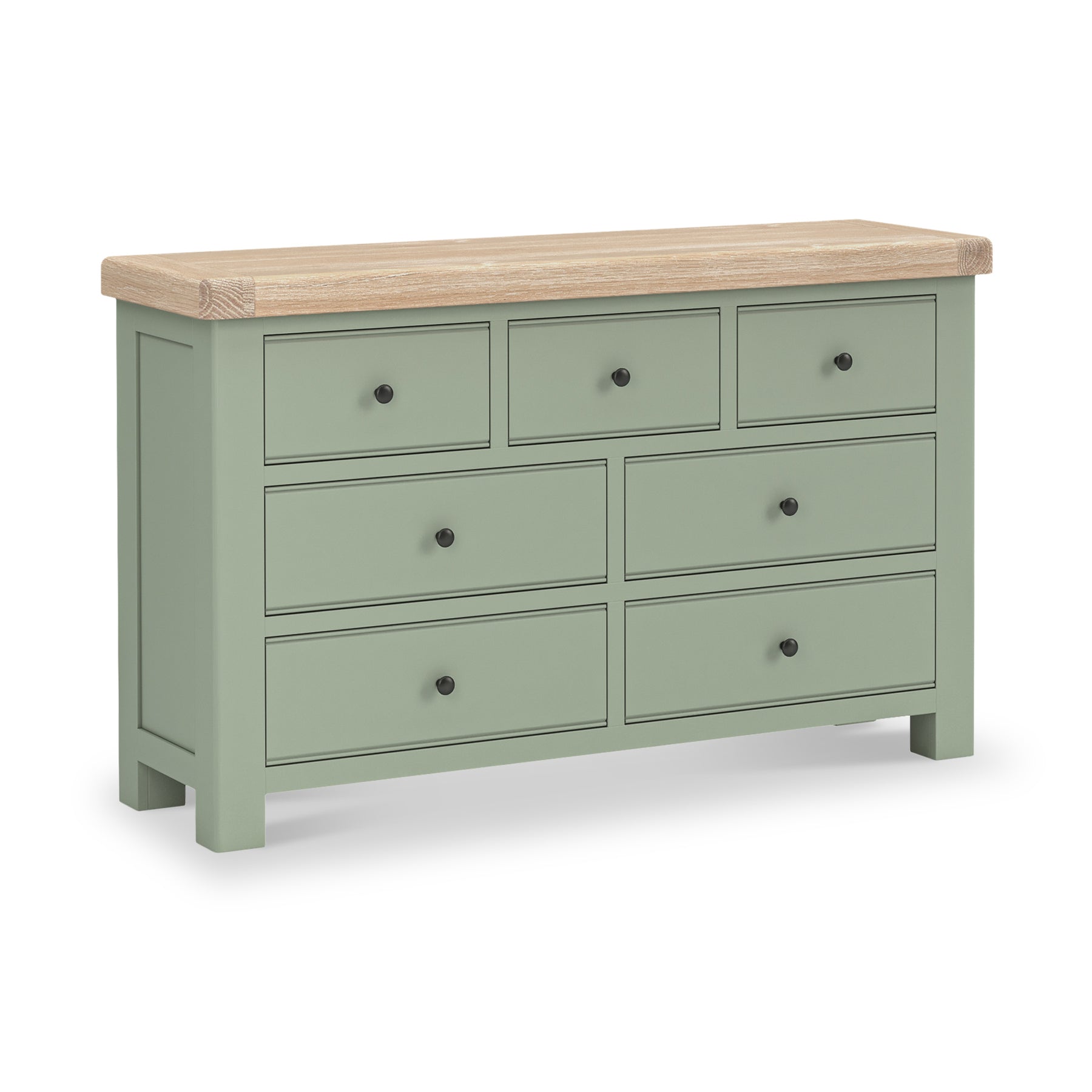 Penzance 3 Over 4 Chest of Drawers | Grey / Sage Green | Roseland
