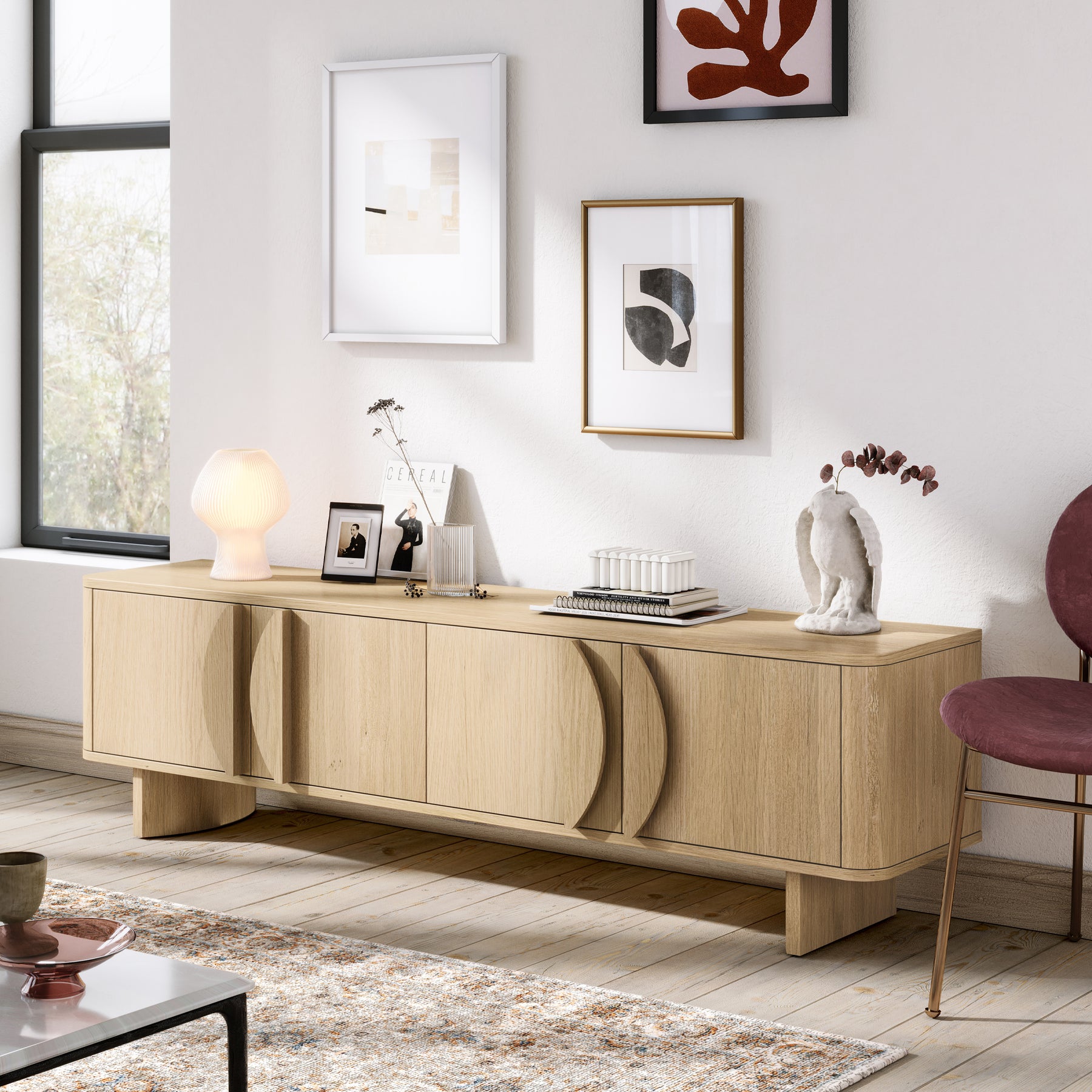 Whitstone Oak 180cm TV Unit from Roseland Furniture