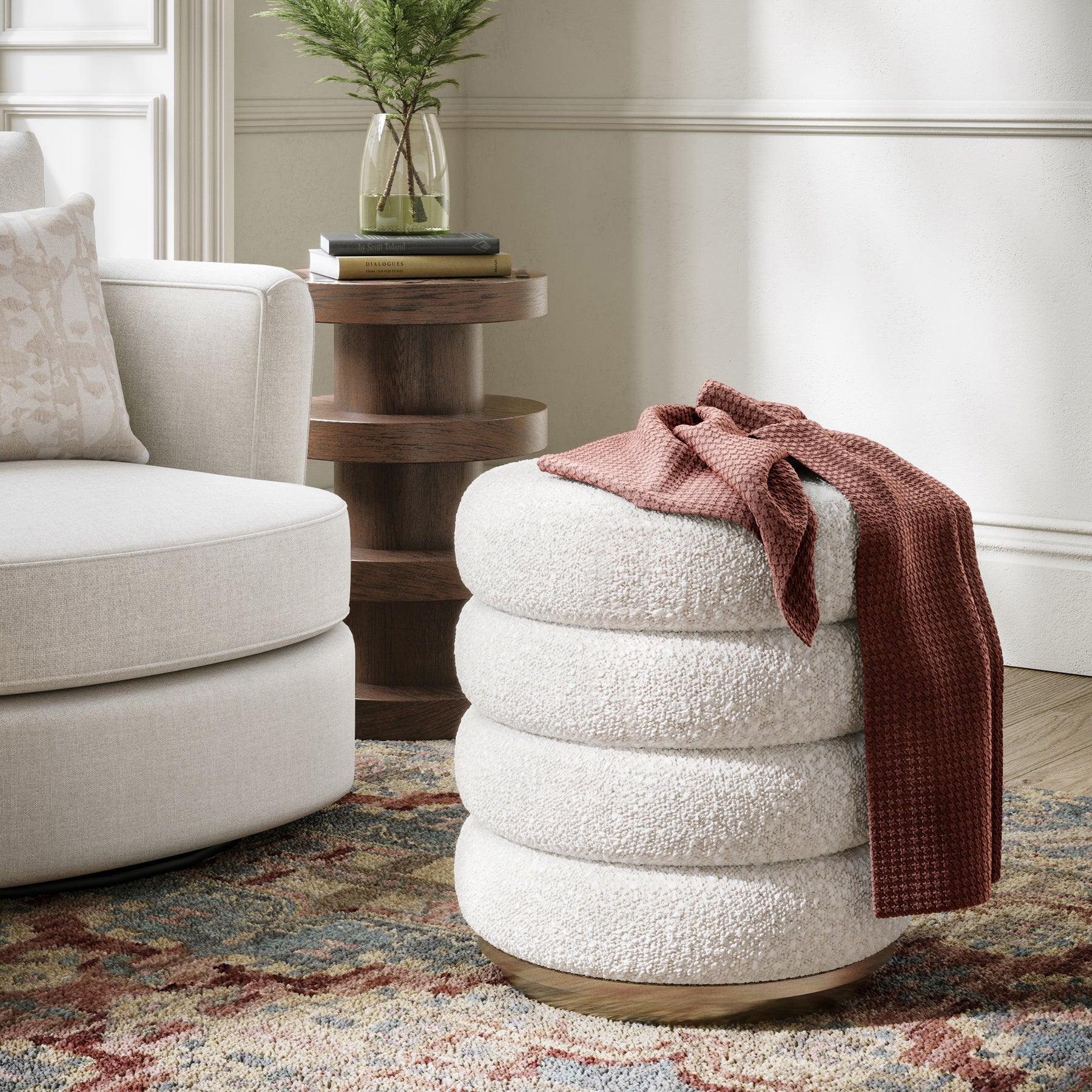 Mylor Oak Upholstered Foot Stool from Roseland Furniture