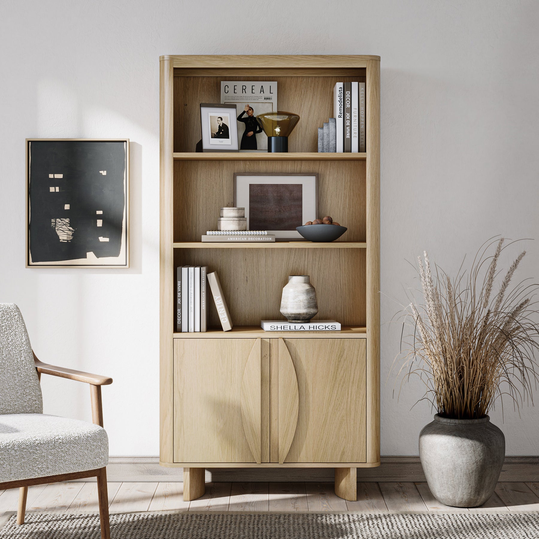 Whitstone Oak Large Bookcase Cabinet from Roseland Furniture