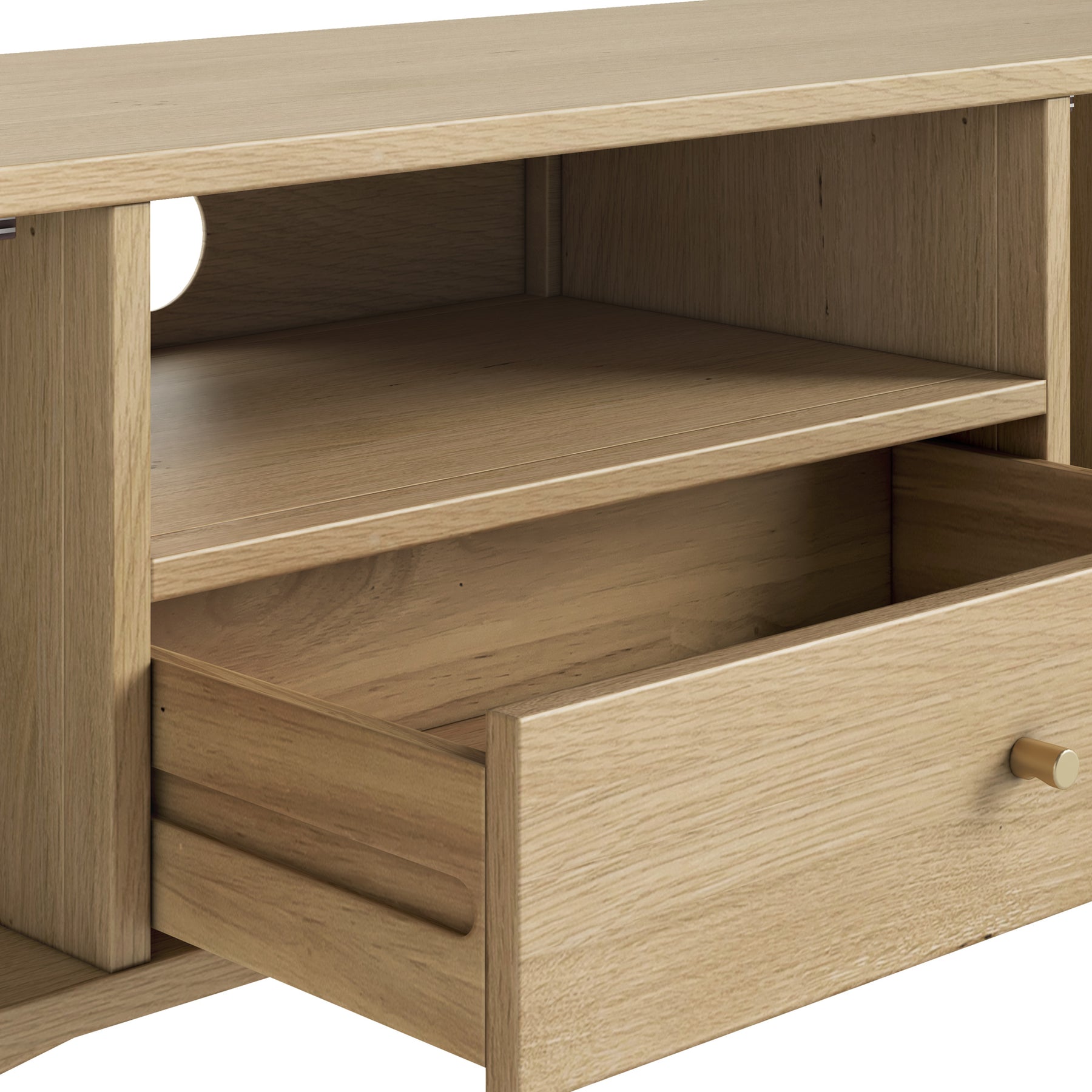 Finch Oak Slatted Wide TV Unit from Roseland Furniture