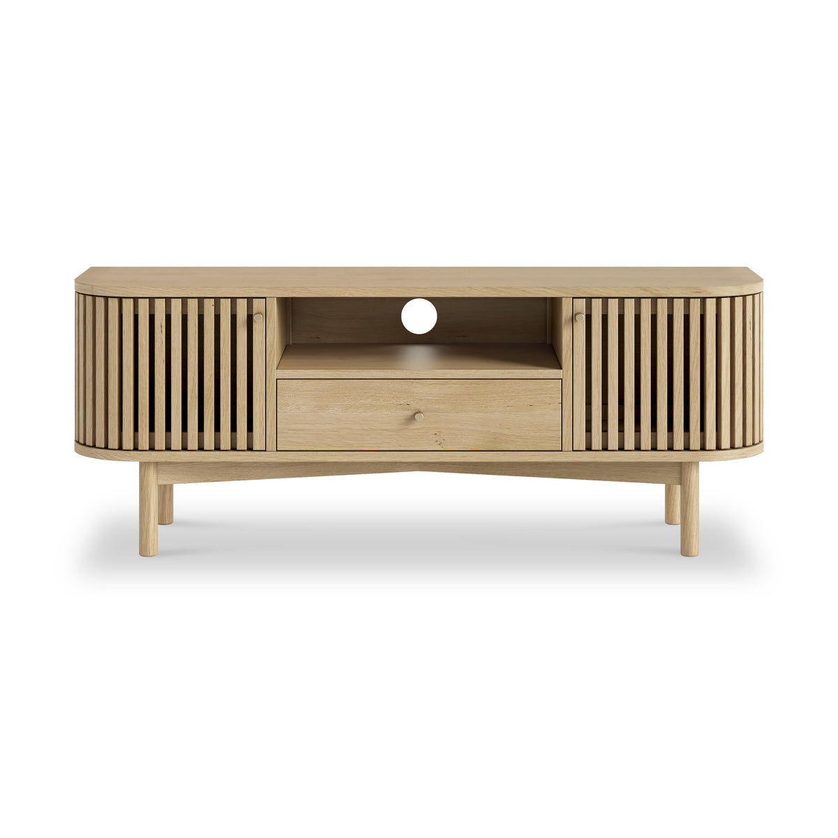 Finch Oak Slatted Wide TV Unit from Roseland Furniture