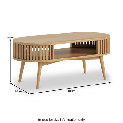 Shorwell Oak Slatted Open Shelf Oval Coffee Table