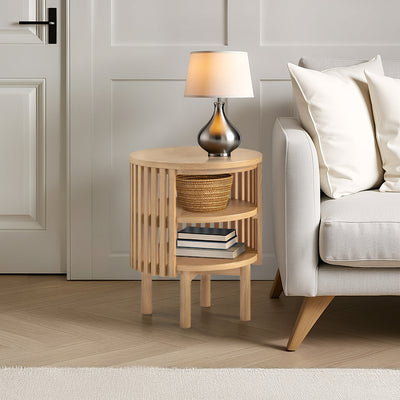Shorwell Oak Slatted Open Shelf Side Table