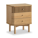Shorwell Oak Slatted 3 Drawer Bedside from Roseland Furniture