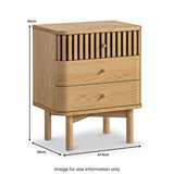 Shorwell Oak Slatted 3 Drawer Bedside from Roseland Furniture