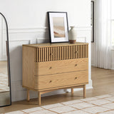 Shorwell Oak Slatted 3 Drawer Chest of Drawers from Roseland Furniture
