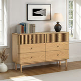 Shorwell Oak Slatted 6 Drawer Chest of Drawers from Roseland Furniture