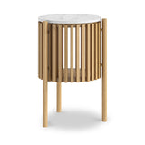 Shorwell Oak Marble 1 Door Side Table Natural from Roseland Furniture