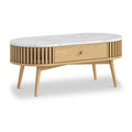 Shorwell Oak Marble 1 Drawer Oval Coffee Table Natural from Roseland Furniture