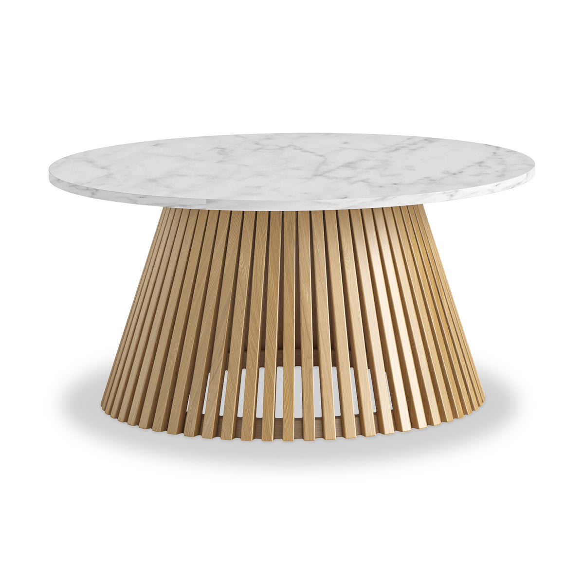 Shorwell Oak Marble 80cm Round Coffee Table Natural from Roseland Furniture