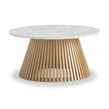 Shorwell Oak Marble 80cm Round Coffee Table Natural from Roseland Furniture