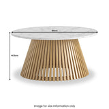 Shorwell Oak Marble 80cm Round Coffee Table Natural from Roseland Furniture