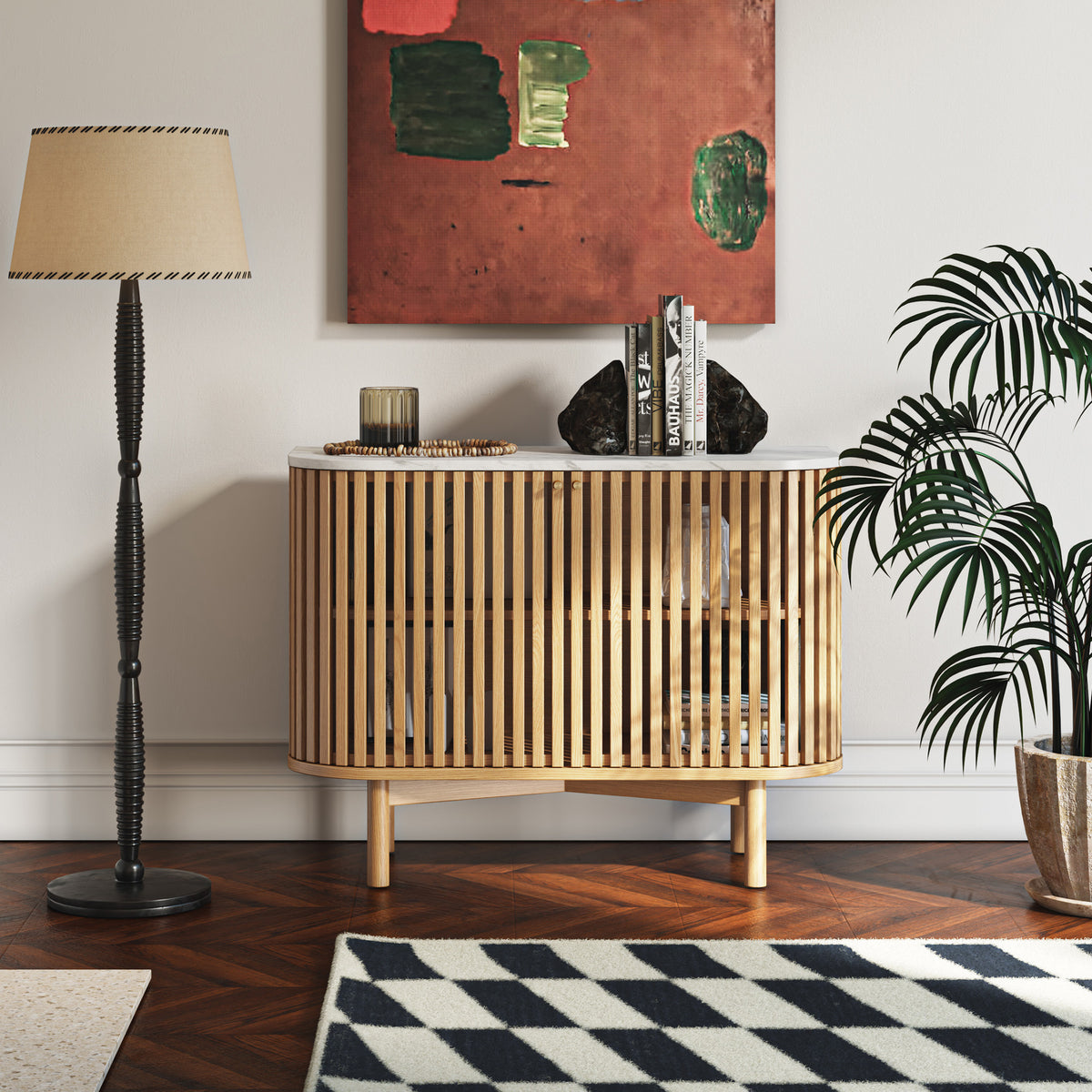 Shorwell Oak Marble Small Sideboard Natural from Roseland Furniture