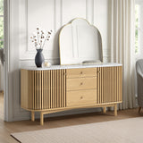 Shorwell Oak Marble 3 Drawer Sideboard Natural from Roseland Furniture