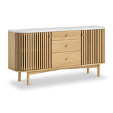 Shorwell Oak Marble 3 Drawer Sideboard Natural from Roseland Furniture