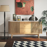 Shorwell Oak Marble 3 Drawer Sideboard Natural from Roseland Furniture
