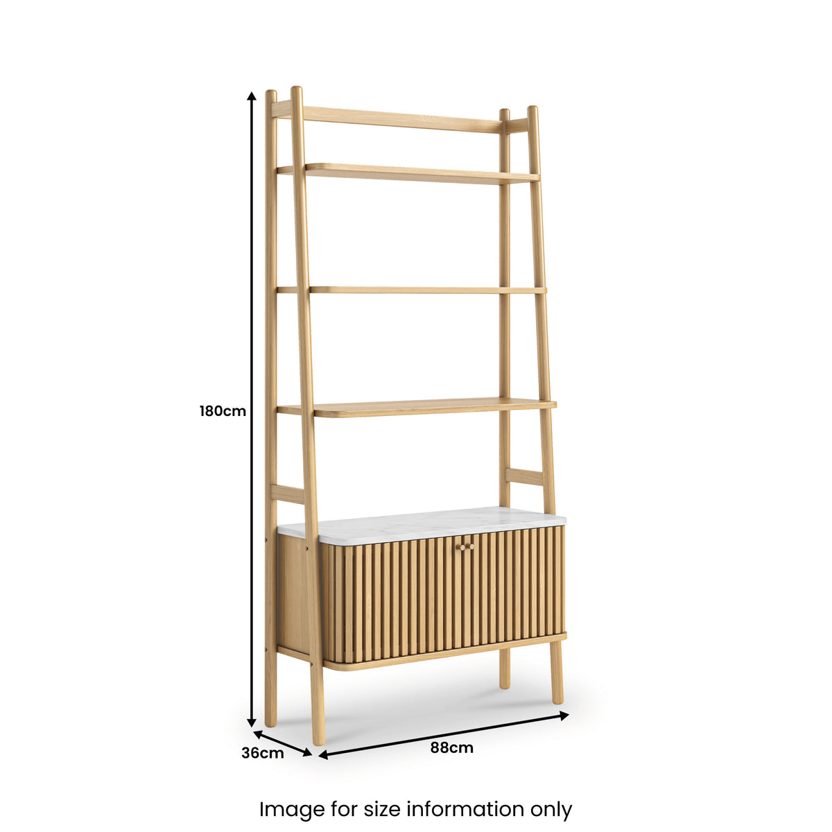 Shorwell Oak Marble Bookcase With 2 Door Slatted Cupboard Natural Life1 from Roseland Furniture
