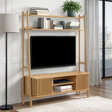 Shorwell Oak Slatted Small TV Ladder Unit Oak from Roseland Furniture