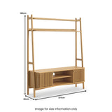 Shorwell Oak Slatted Small TV Ladder Unit Oak from Roseland Furniture