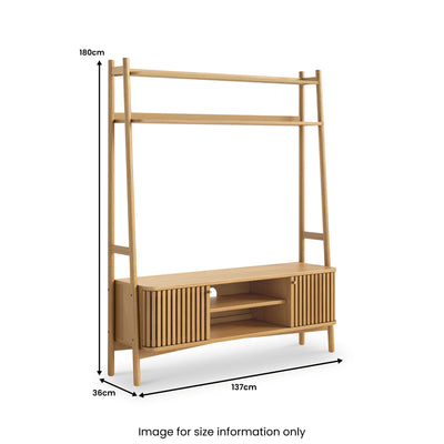 Shorwell Oak Slatted 137cm TV Ladder Unit