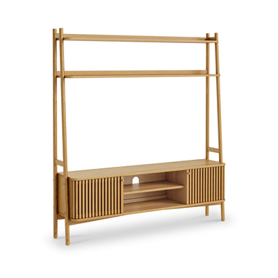 Shorwell Oak Slatted 165cm TV Ladder Unit