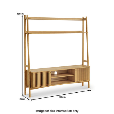 Shorwell Oak Slatted 165cm TV Ladder Unit