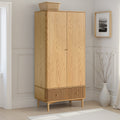 Shorwell Oak Slatted Double Wardrobe With Drawer from Roseland Furniture